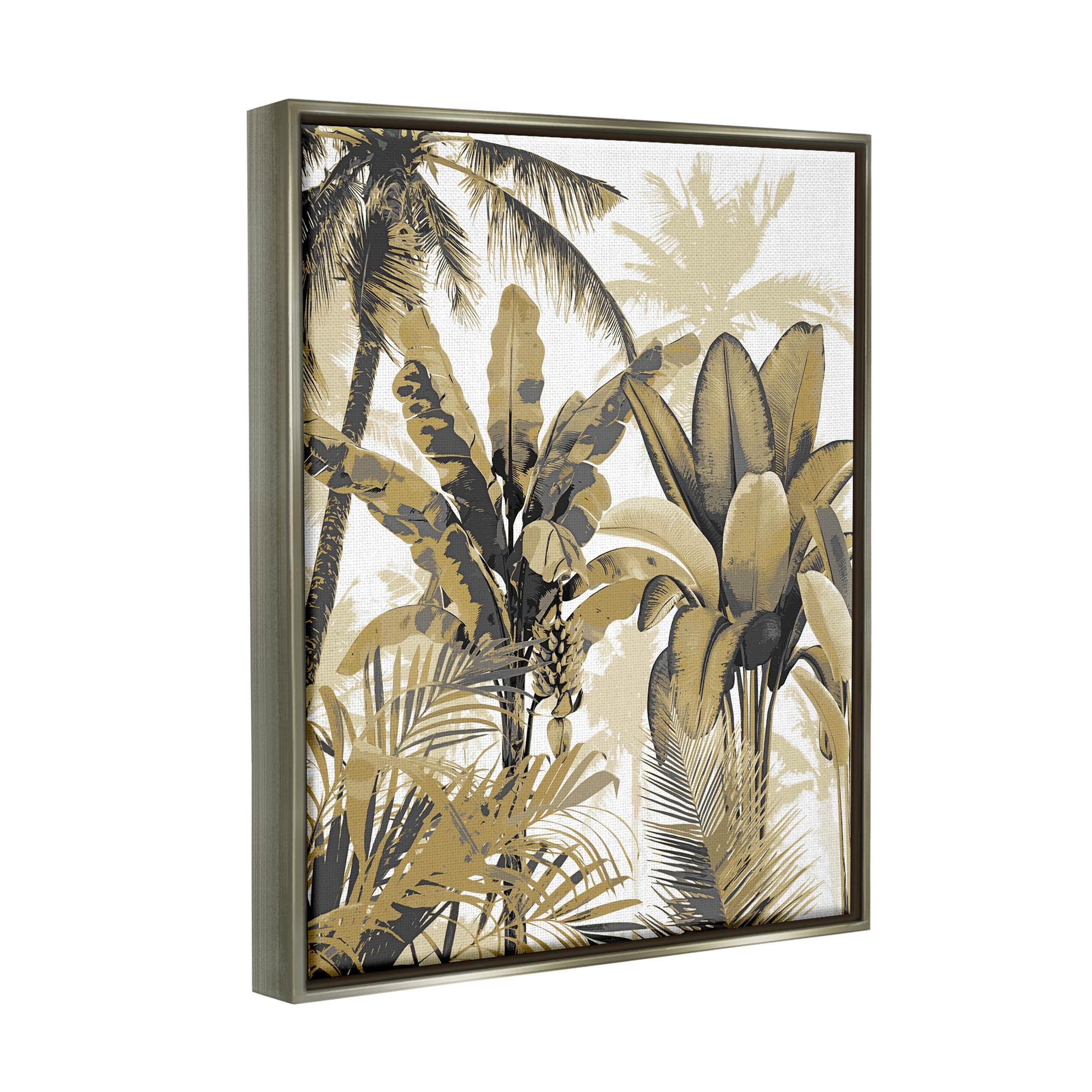 Tropical Varied Layered Palms Botanical & Floral Graphic Art Luster Gray Framed Art Print Wall Art