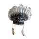 thumbnail image 4 of Sombrero de jefe indio nativo americano, tocado decorativo para presentaciones escénicas Blanco y negro, 4 of 9