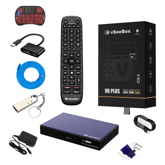 Vseebox V6 Plus 2026 , 8K TV Box, Android 14 4GB 64GB Accessory Pack