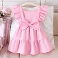 thumbnail image 2 of YDFCWXW Toddler Girl Dress Flutter Ruffle Sleeveless Square Neck Bow Summer Boho Swing Dresses 9M-3T (6-9 Months, Pink), 2 of 9