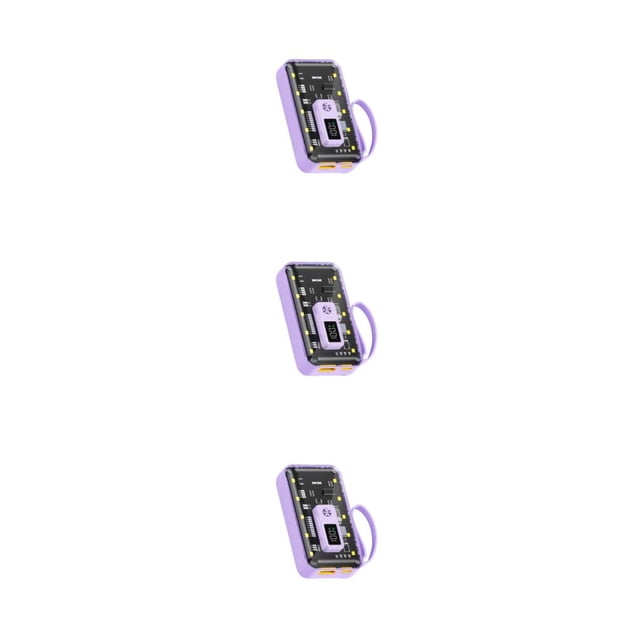 Wweixi LED Digital Display Power Bank For Easy Battery Level Control Easy To Carry 10000mAh Power Bank Case violet 3Set