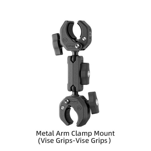 Metal Arm Clamp Mount for GoPro, DJI, Insta360 – Aluminum Alloy 360° Ball Head Vise Grip Mount for Handlebar, Motorcycle, Bike, and Cage Rig by aMagisin Black Anchor Series