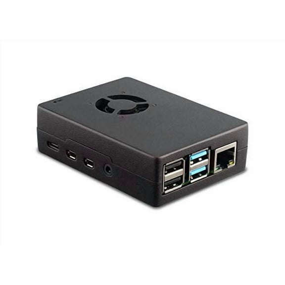 Vilros Raspberry Pi 4 Compatible Heavy Duty Aluminum Alloy Case with Preinstalled and Ready to Connect Fan (Black)