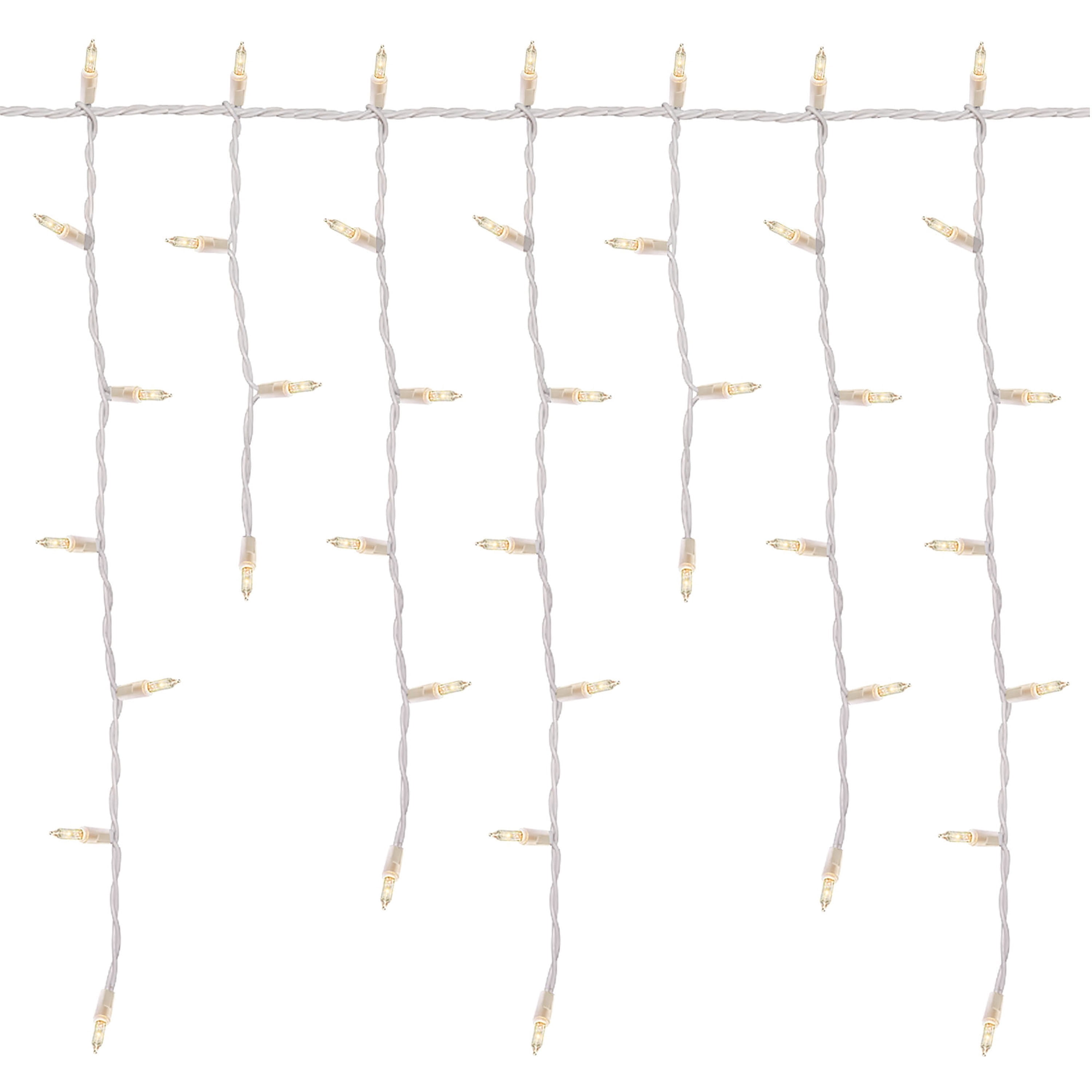Indoor/Outdoor 300-Count Incandescent Christmas Icicle Lights, Clear, White Wire, 18', by Holiday Time