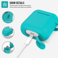 thumbnail image 3 of Coffea Protective Silicone Case with Keychain for AirPods 1 & 2 (Front LED Not Visible) (Turquoise Blue), 3 of 7