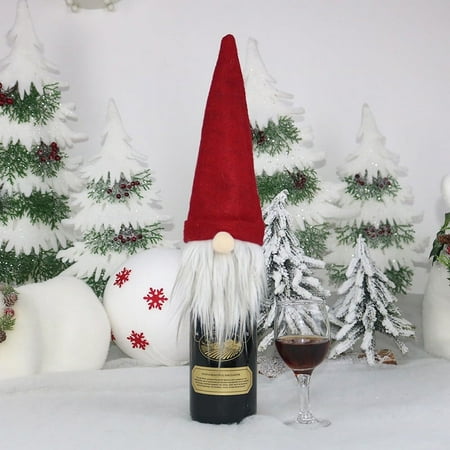

Christmas Decoration Supplies Clearance Christmas Faceless Elderly Wine Bottle Set Christmas Champagne Decoration Wine Bag Christmas Gifts