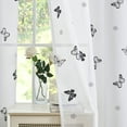 thumbnail image 2 of Flowpartex White Sheer Curtain Panels Black Butterfly Floral Pattern Design Drapes 84"L×52"W, Spring Girls Kids Bedroom Window Curtains Light Filtering Rod Pocket Top Drapery, Set of 2, 2 of 6
