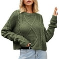 thumbnail image 2 of AGWOLF Women's Oversized Sweaters Trendy Cable Knit Crop Top Chunky Solid Color Jumper Pullover, 2 of 5