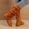 thumbnail image 3 of Pandaie Slouchy Knee High Boots for Women Classic Faux Suede Leather Low Heel Zip Pull on Fashion Long Tall Riding Boot for Fall Winter, 3 of 7