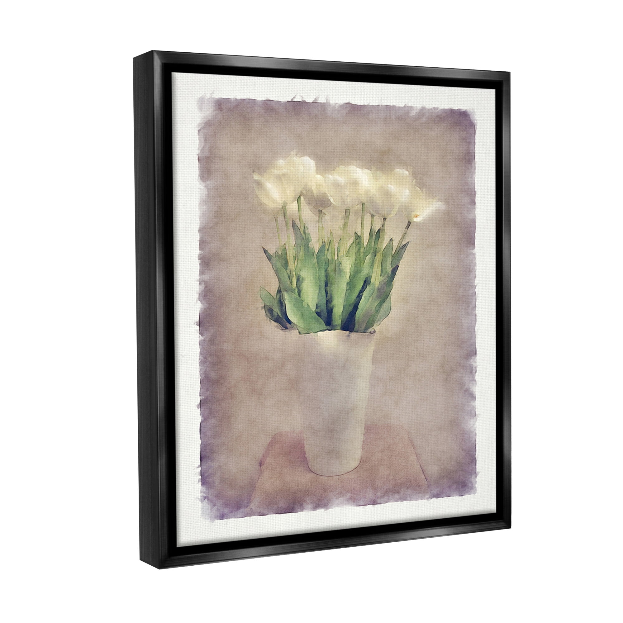 Stupell Industries Abstract Garden Tulips Botanical & Floral Painting Black Floater Framed Canvas Art Print Wall Art, 17 x 21