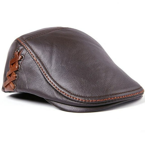 SikaFu Beret Cap Men Autumn Winter Hat High Quality Genuine Leather Beret Hat Ivy Newsboy Flat Cap Artist Painter Hat Men Berets