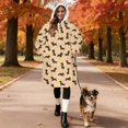 thumbnail image 2 of Dachshund and Bone Orange Pattern Oversized Sherpa Fleece Wearable Blanket Hoodie, Double-Sided Warm Fuzzy Pullover with Super Pockets for Women & Men, 2 of 6