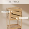 thumbnail image 3 of Compact Bathroom Storage Cabinet with Open Shelves and Vented Door, Natural - Trinidad Collection, 3 of 11