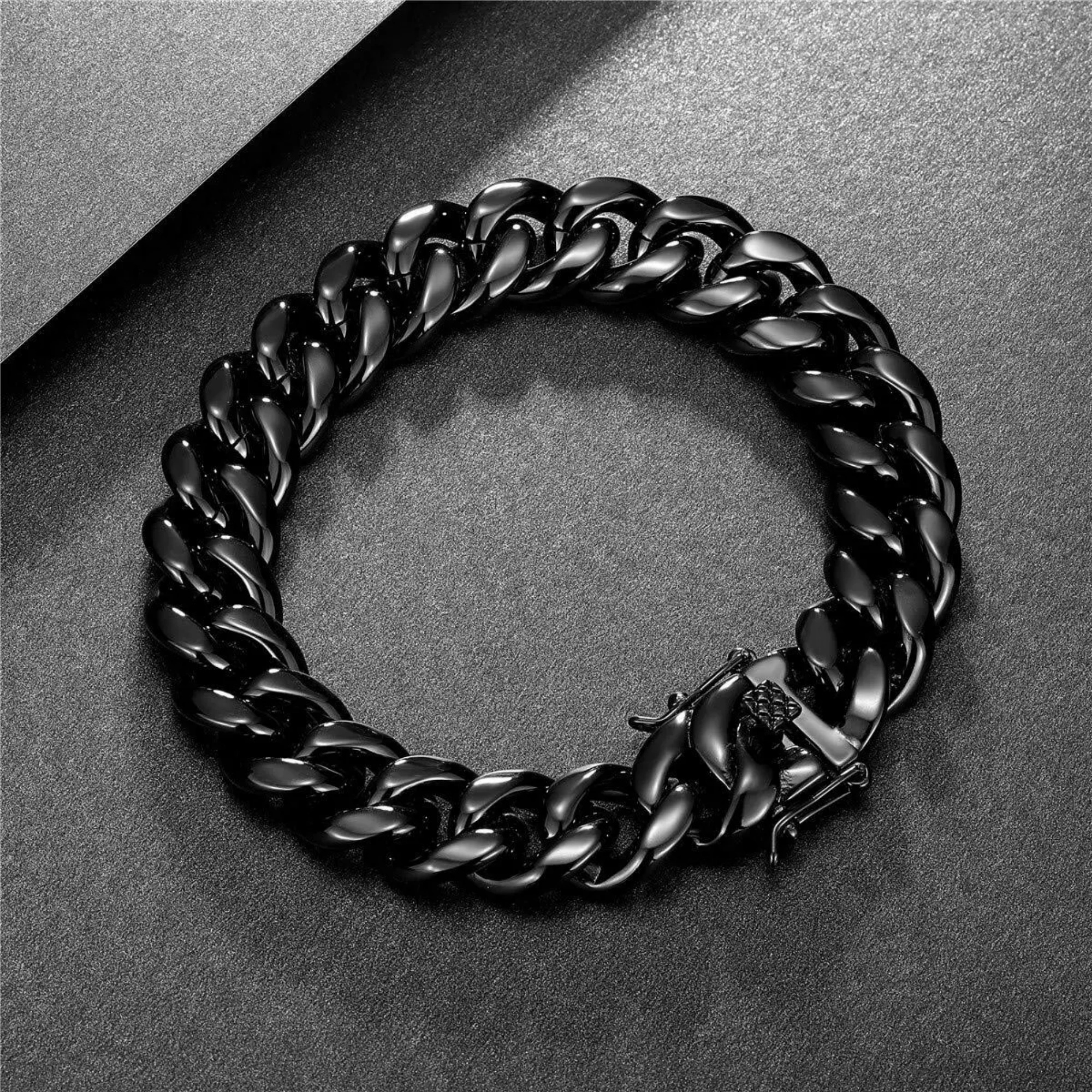 RapzGz Men’s 14mm Cuban Link Bracelet, Durable 18K Gold/Black/Rainbow/Silver Tone Stainless Steel Bracelet for Men & Women, Hip Hop Bracelets Chain, 8"-9.5" Ideal Gift for Him & Her.