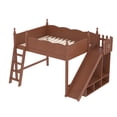 thumbnail image 5 of Leumius Queen Loft Bed Frame with Storage Shelves and Wardrobe, Solid Wood Loft Bed with Detachable Slide and Ladders for Kids Teens Adults Deep Natural, 5 of 8