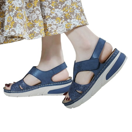 

CAICJ98 Women S Sandals Women Air Cushion Sandals Casual Summer Flip Flop with Arch Support Slides Platform Comfortable Cute Outdoor Shoes for Walking Slippers Blue