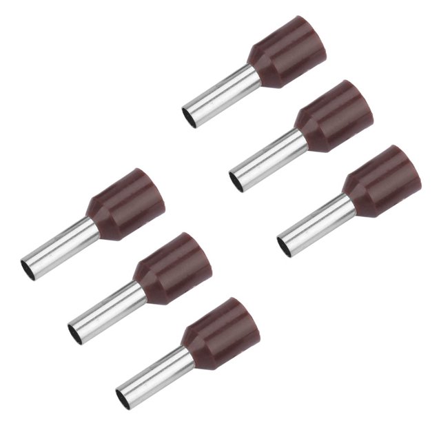 Terminales E2508 Terminal Terminales Conector 500 Unids/set E2508 Tubos Terminales Prensados en Frío Terminales Aislados Cable Conector Marrón ANGGREK Tubular terminal