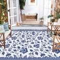 thumbnail image 2 of 10x14 Navy&White Outdoor Rug Waterproof Reversible, Floral Plastic Straw Patio Rug, Foldable Outdoor Area Rug for RV Camping, Picnic, Beach, Balcony, Deck & Garden 10x14 Navy&White, 2 of 9