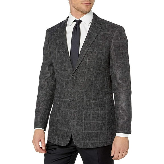 Adam Baker by Gianco Ferro Mens 83519 Slim fit Notch Lapel Plaid Sport Coat - Red Plaid - 44S