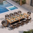 thumbnail image 2 of PURPLE LEAF 11-Piece Patio Dining Set, Aluminum Outdoor Table And 10 All-Weather PE Rattan Chairs With Cushions For Lawn, Garden, Porch, Deep Teak, 2 of 8