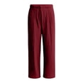 thumbnail image 6 of Njagoc3 Pants for Women | High Waist Drawstring Wide Leg Trousers with Ribbed Detail | Relaxed Loose Fit for Fall Casual Daily Wear & Relaxed Activities，Wine，M, 6 of 6