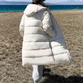 thumbnail image 5 of XPMWRP Women's Quilted Hooded Puffer Jacket Long Sleeve Solid Color Long Coat Winter Warm Thick Zipper Jacket with Pockets White L, 5 of 6
