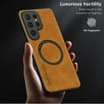 thumbnail image 5 of for Samsung Galaxy S25 Ultra PU Leather Case, Vintage Compatible with MagSafe and Wireless Charging Slim Fit-Drop Scratch Resistant Support Magnetic Car Mount Case Cover for Galaxy S25 Ultra, Brown, 5 of 10