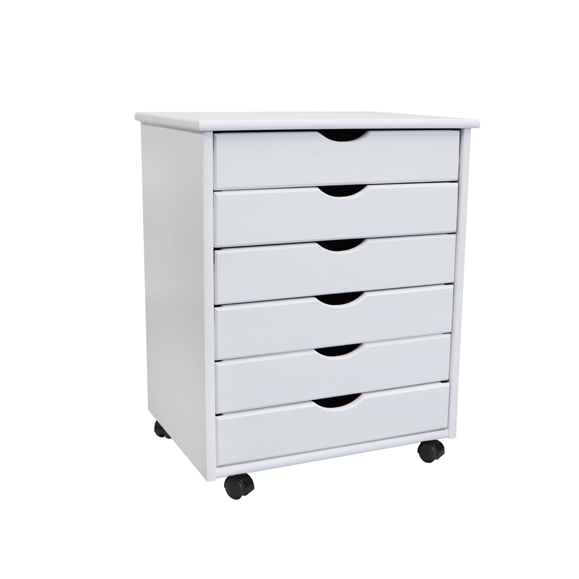 Adeptus Solid Wood 6 Drawer Original Roll Cart, White