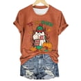 thumbnail image 4 of Sixuan Halloween Shirts for Women, Tshirts Womens Fall Fashion 2024 Tops, Women'S Casual Cartoon Pumpkin Print Round Neck Short Sleeve Top T Shirt, 4 of 4