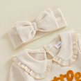 thumbnail image 6 of Cjfdfy Preemie Newborn Baby Girl Fall Outfit, Long Sleeve Little Sister Embroidered Letter Collar Jumpsuit Headwear 2-piece Set Cute Knit Jumpsuit Coming Home Fall Winter Outfit, 6 of 8