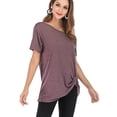 thumbnail image 2 of FALEXO Short Sleeve Cold Shoulder Tops Blouse Kink Tshirt Top, 2 of 6