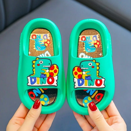 

Cathalem Size 13 1 Slippers Children Slippers Cartoon Dinosaur Flat Bottom Home Waterproof Breathable Cute Slippers for Kids Mint Green 5 Years