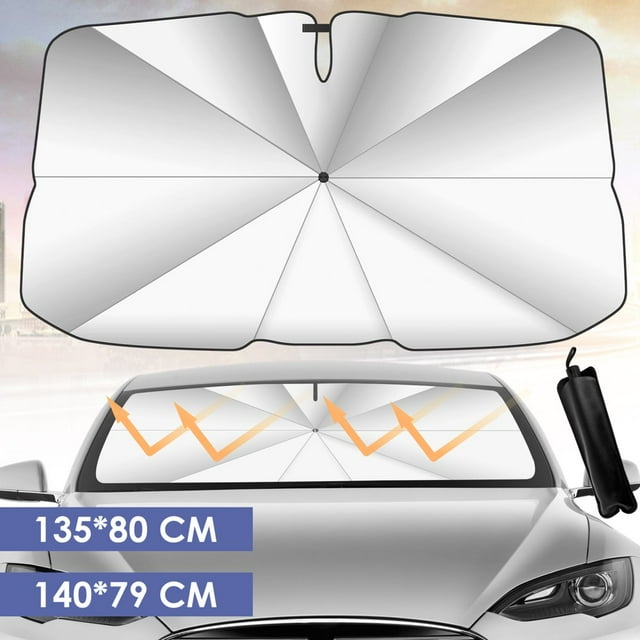 Car Windshield Sun Shade Umbrella Foldable Reflective Sunshade for Car Front Window Blocks UV Rays Heat Keep Vehicle Cool