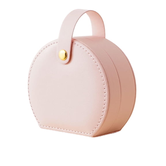 Mini Travel Jewelry Box Organizer, Portable Storage Case with Compartments, PU Leather, 3.9 x 3.5 x 2 inches (Pink)