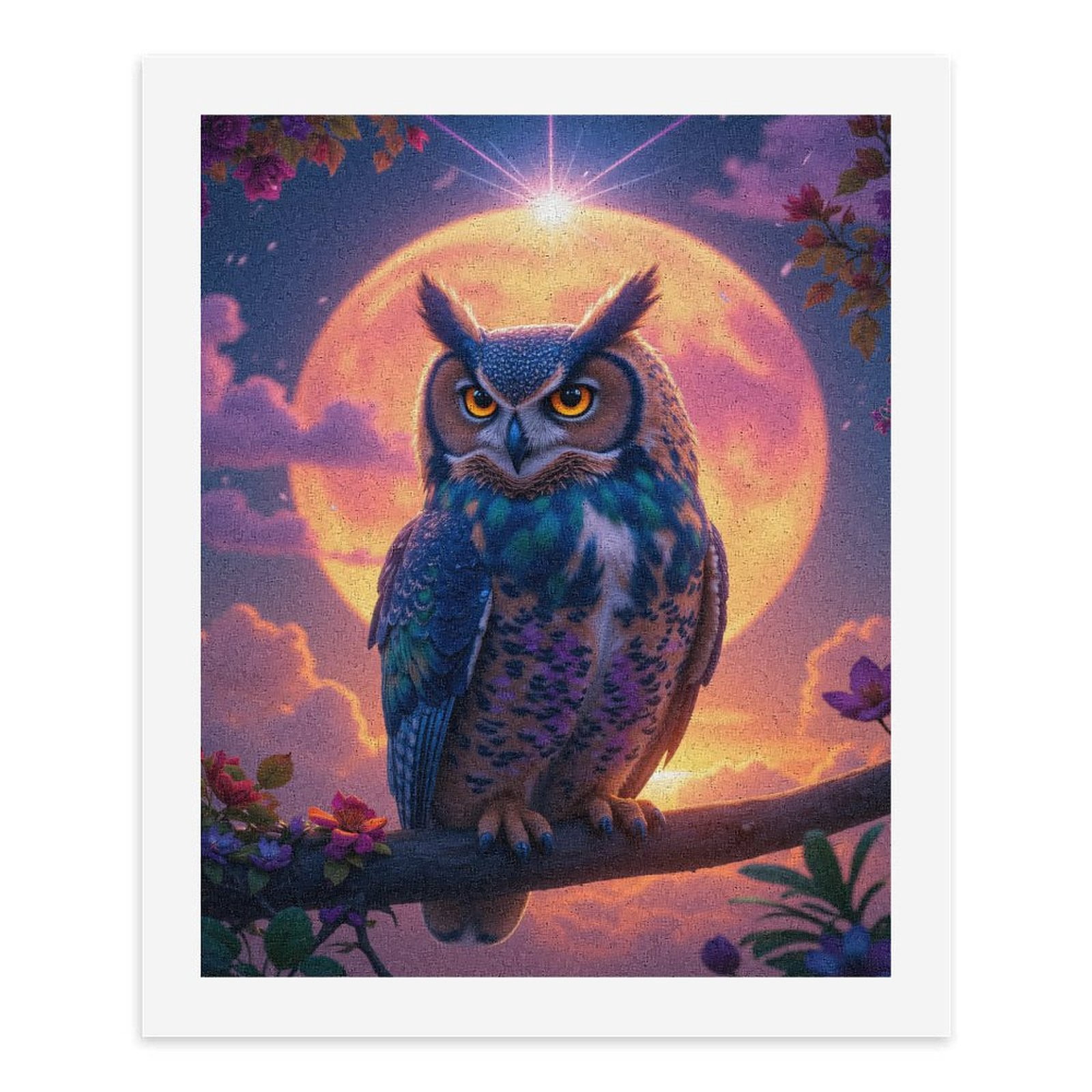 Paint by Numbers Kit for Adults, Night Owl Under Radiant Moon Paint by Numbers, Easy Paint by Numbers Kit for Adults Beginner, DIY Adult Paint by Number Kits on Canvas, Home Decor