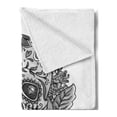 thumbnail image 2 of Sugar Skull Soft Flannel Fleece Throw Blanket, Monochrome Skeleton Roses Leaves and Diamond Shape Folklore Festival Print, Cozy Plush for Indoor and Outdoor Use, 50" x 60", Grey White, by Ambesonne, 2 of 5