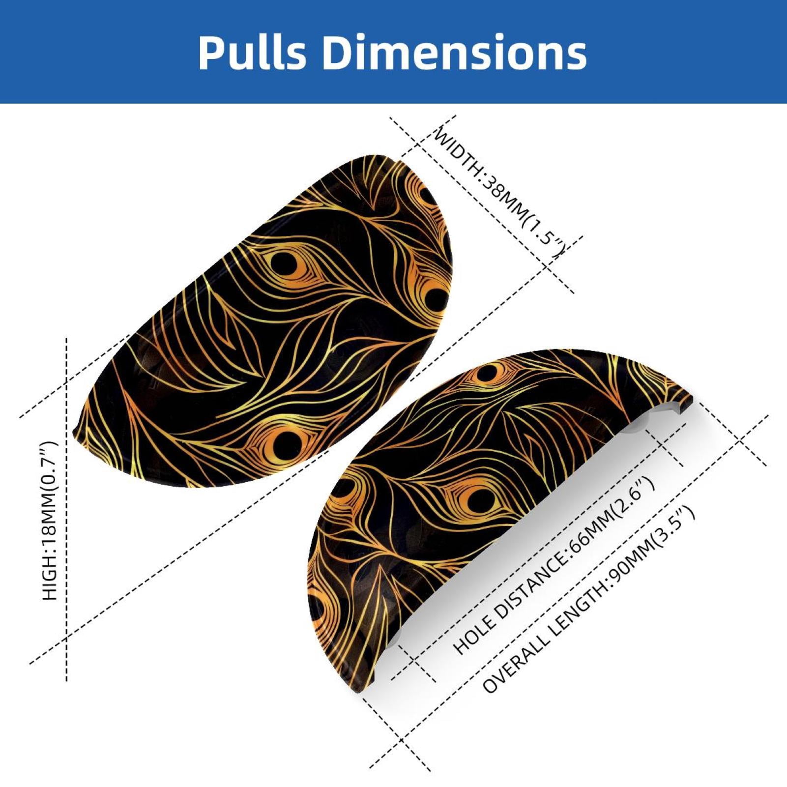 PhooArto 6 Pcs Cup Drawer Pulls, Peacock Feather Golden Patterns Shell Shape Handles Cabinet Knobs for Dresser Cupboard Closet Wardrobe with Screws