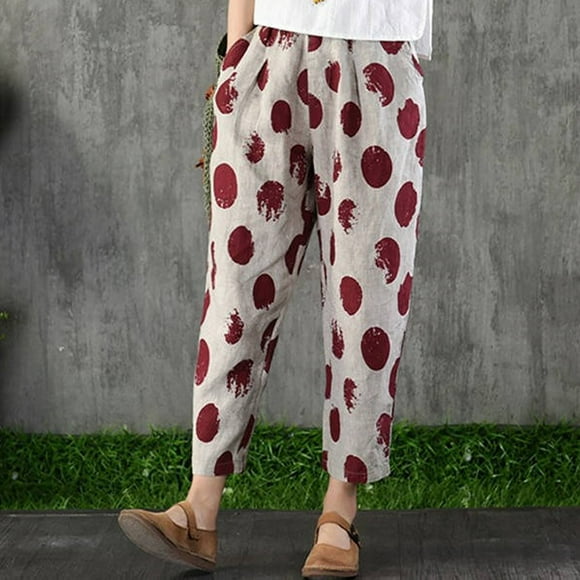 DondPO Halara Pants Women,Lounge Pants Women Women Print Casual Pocket Leggings Pencil Pants Elastic Waist Loose Pants Sweatpants Women,Pants for Women,Red Pants L