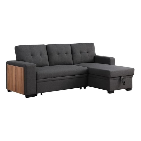 Devion Furniture Polyester Reversible Sectional Sofa, Dark Gray