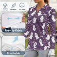 thumbnail image 6 of Xoenoiee Ghost Bat Star Print Womens Long Sleeve Polo Golf Shirts Halloween V Neck Tops Loose Fit Collared Tops Not Clingy Stretchy Business Casual Summer Fall Clothing Office Outfits, Size 2XL, 6 of 7