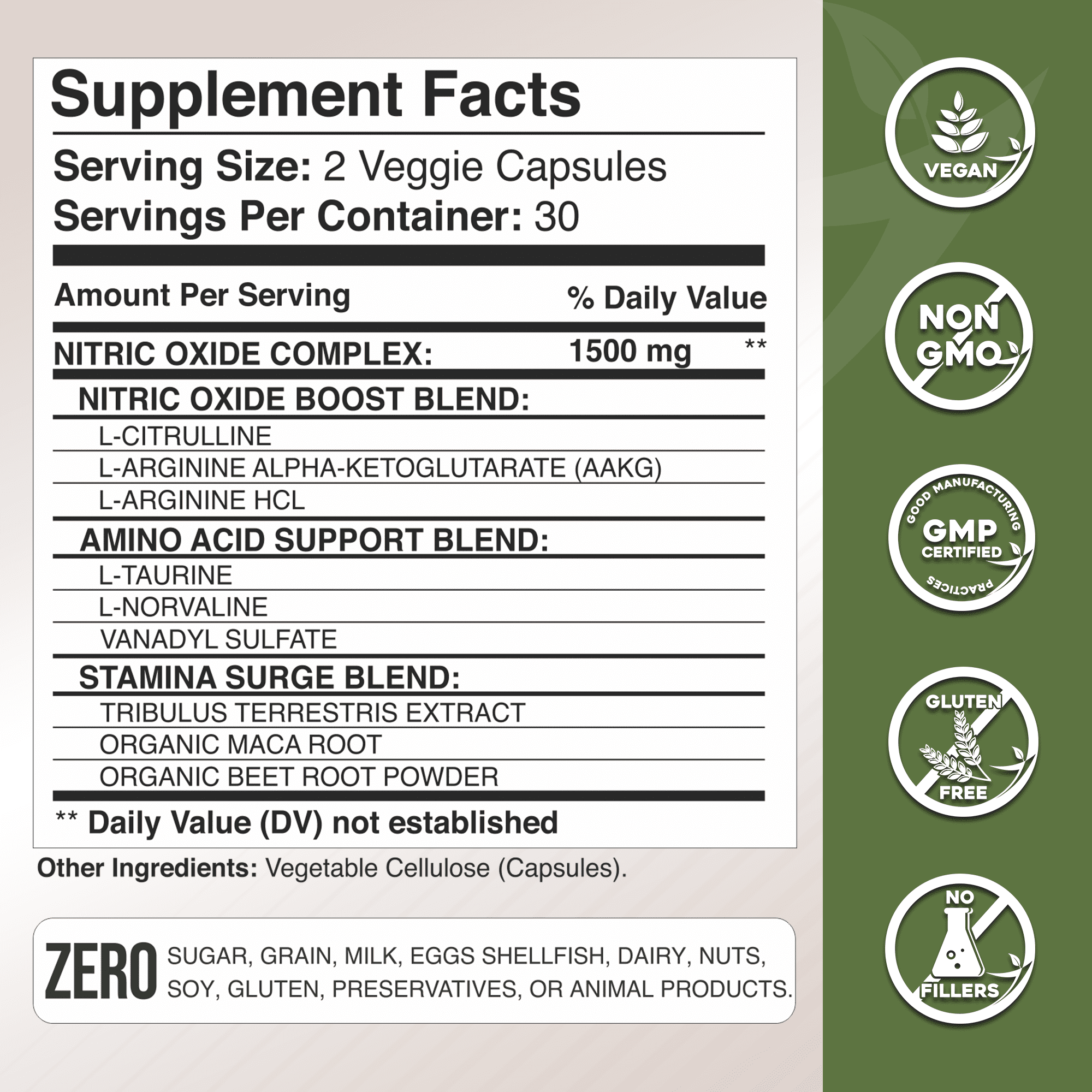 Gade Nutrition Nitric Oxide Booster - L-Arginine, L-Citrulline, L-Taurine, L-Norvaline. Essential Amino Acids - 2 months supply