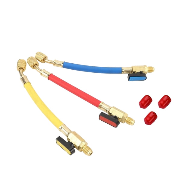 APPLAYERR HVAC Charging Hose, Ball Valve Kit, 3pcs, 1/4” SAE, R134A R410A, Refrigerant Loss Minimization Tool
