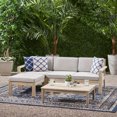 thumbnail image 5 of GDF Studio Makayla Ana Outdoor 3 Seater Acacia Wood Sectional Sofa Set, Light Gray, 5 of 8