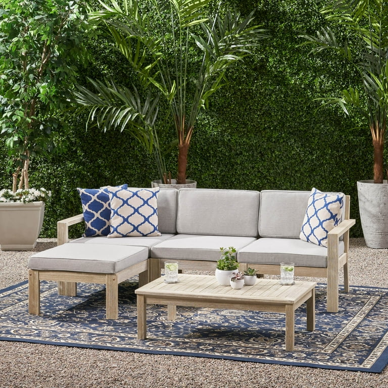 Makayla ana outdoor 3 seater acacia wood cheap sofa sectional with cushions