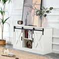 thumbnail image 2 of Dawn Whisper Decorative Wooden TV / Storage Cabinet with Two Sliding Barn Doors, White, 2 of 13