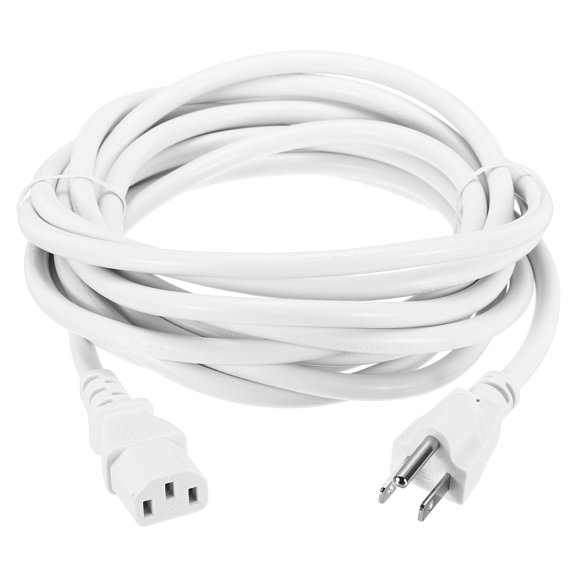 Uxcell 15ft 18 AWG White 18/3 Universal Power Cord C13 to NEMA 5-15P 10A 125V 3-Prong Extension Power Cord