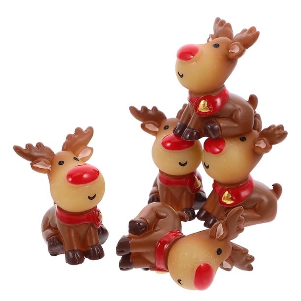 5 Unids Christmas Elk Adorno de escritorio Creative Elk Statue Micro-landscape Decoración de escritorio Resina Elk Decoraciones para dormitorio Living Room Style 1