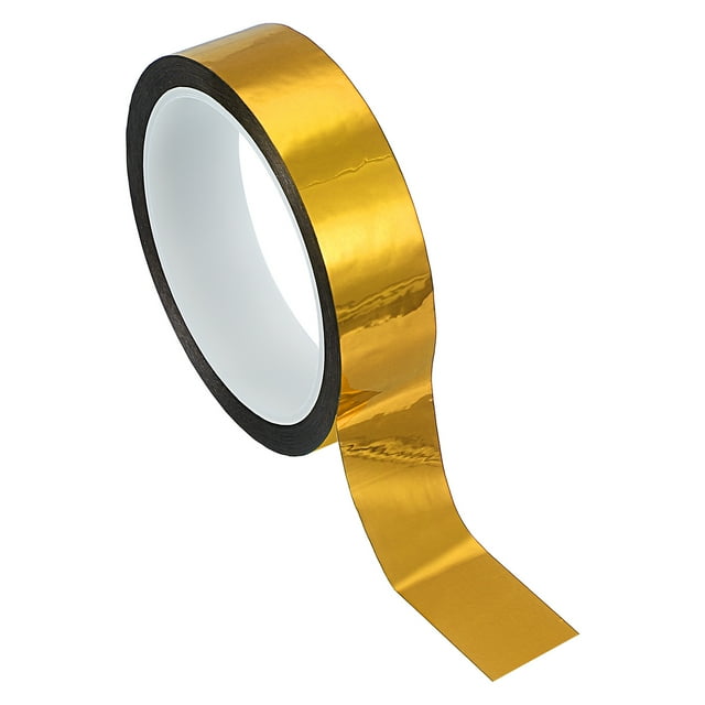 Cinta de Película de Poliéster Metalizada Uxcell, Cinta Decorativa Metálica para Detallar Pared de Acento Dorada Brillante de 1 pulgada