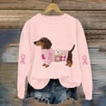 thumbnail image 4 of Jindong Women's Dog Ribbon Breast Cancer Awareness Print Sweatshirt, 4 of 5