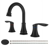 Fithood 2-Handle 8 inch Widespread Bathroom Sink Faucet Matt Black Lavatory Faucet 3 Hole 360° Swivel Spout Vanity Sink Basin Faucets 3008B-MB